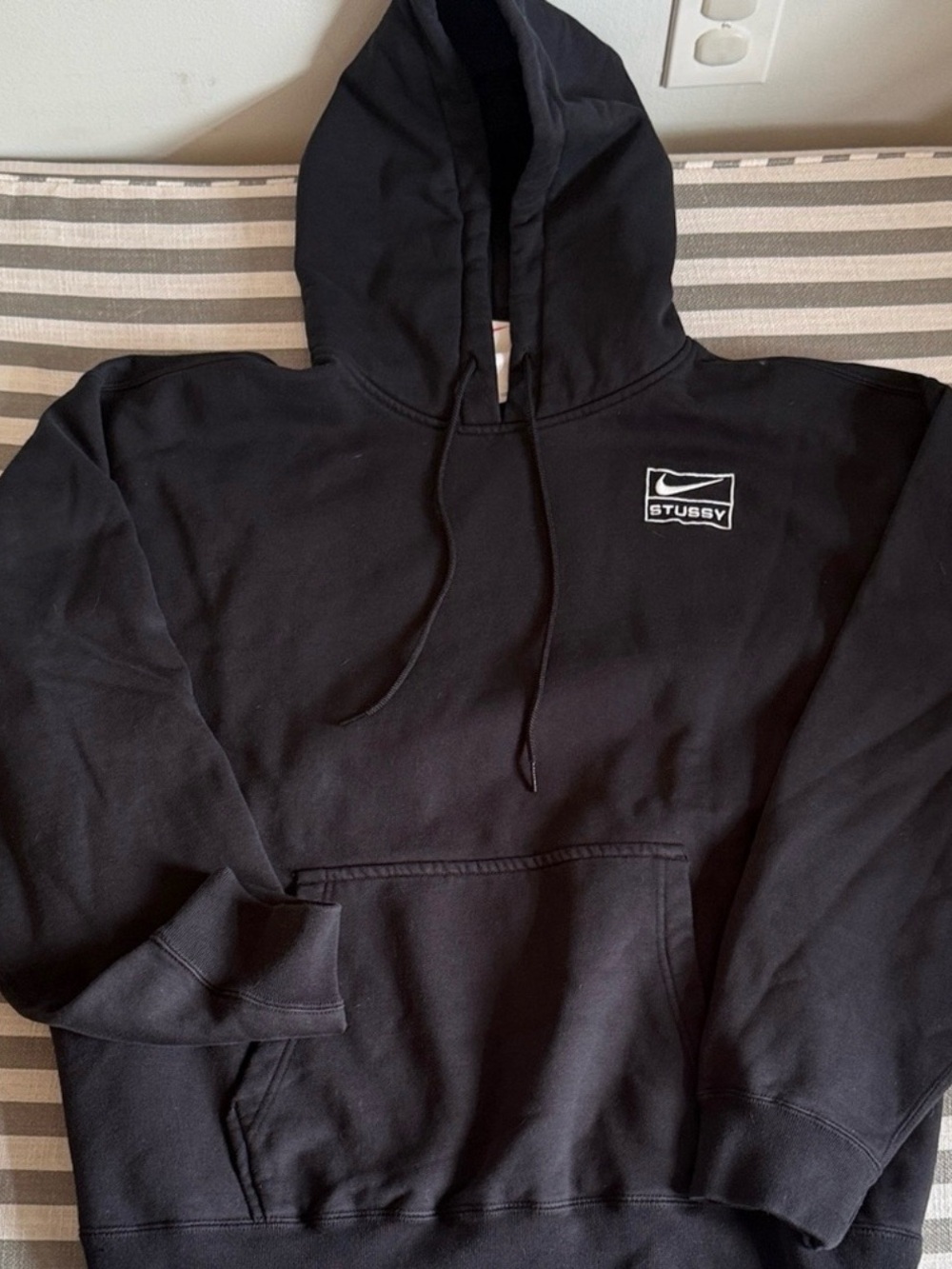 Nike Black Stussy Logo Pullover Hoodie